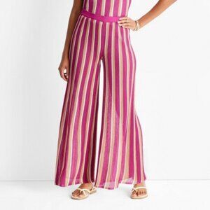 Striped Wide Leg Ribbed Pants NWT Size LARGE Jenny K Future Collective